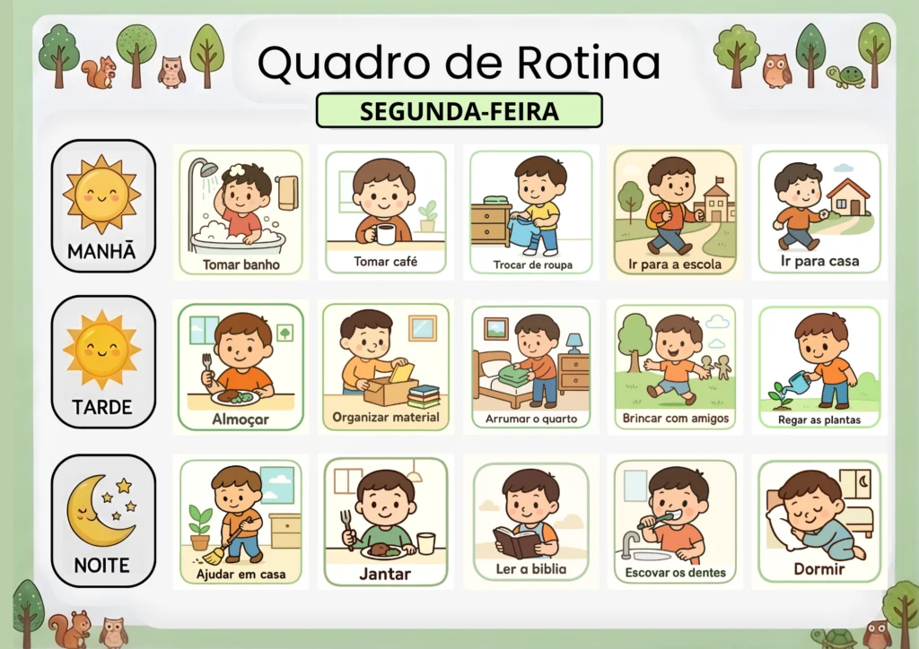 quadro de rotina infantil